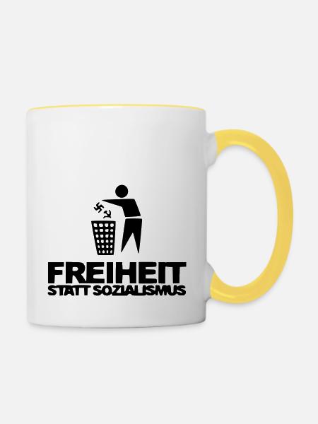 Freiheit statt Sozialismus - Tasse zweifarbig - Weiß/Gelb