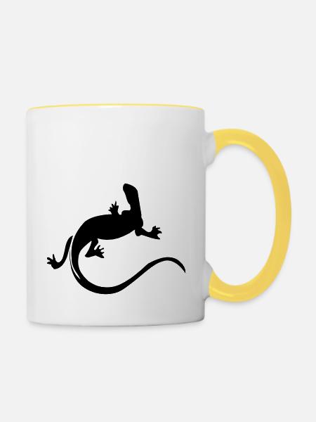 echse - Tasse zweifarbig - Weiß/Gelb
