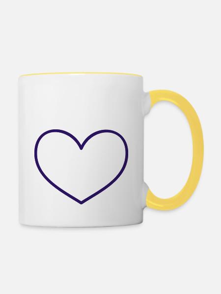 Herz (Umriss, 1c) - Tasse zweifarbig - Weiß/Gelb