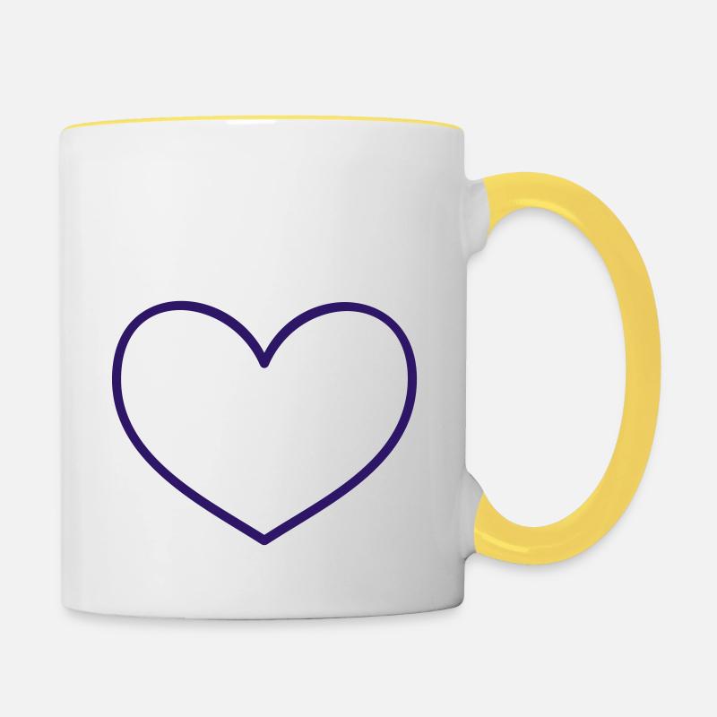 Herz heart (Umriss, 1c) - Contrasting Mug - white/yellow