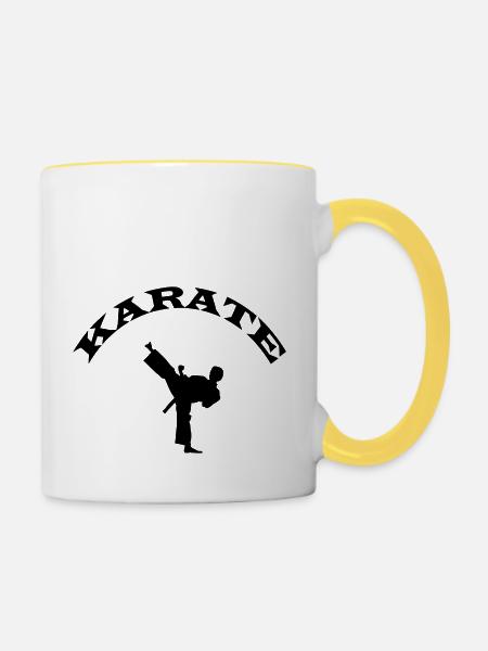 karate - Tasse zweifarbig - Weiß/Gelb