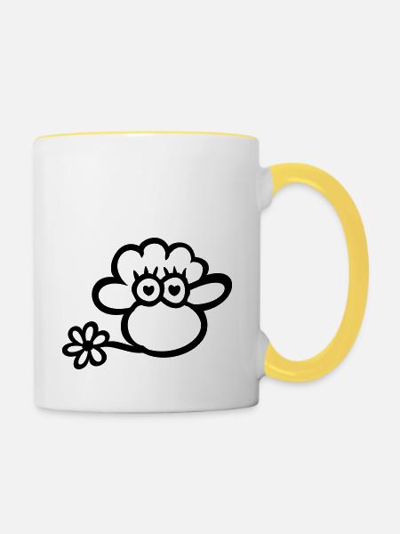 verliebtes Schaf - Tasse zweifarbig - Weiß/Gelb
