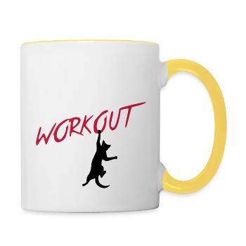 workout - Tasse zweifarbig - Weiß/Gelb - Rechts