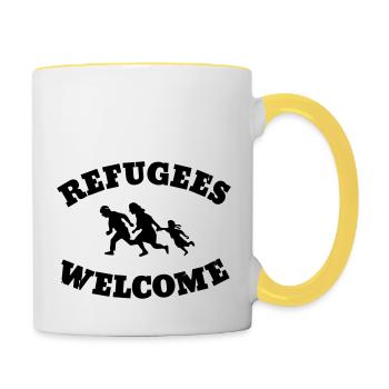 Refugees Welcome - Contrasting Mug - white/yellow - Right