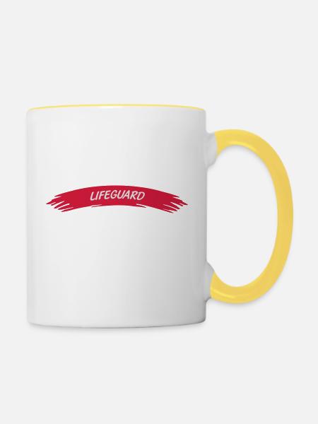 Life Guard - Tasse zweifarbig - Weiß/Gelb