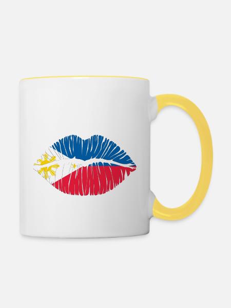 Kuss Philippinen - Tasse zweifarbig - Weiß/Gelb