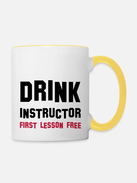 drink instructor - Tasse zweifarbig - Weiß/Gelb