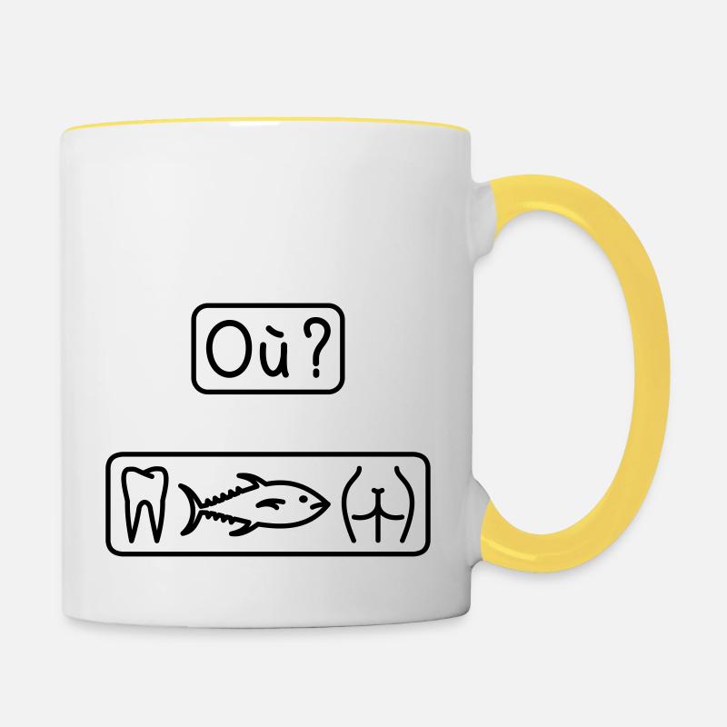 où dans ton cul - Mug contrasté - blanc/jaune