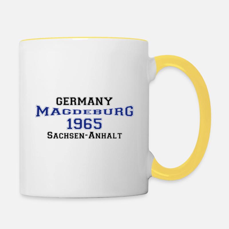 Magdeburg - Tasse zweifarbig - Weiß/Gelb