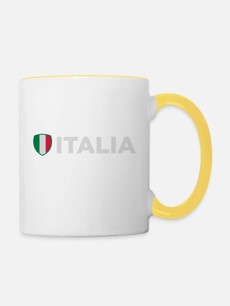 Nationalflagge von Italien - Tasse zweifarbig - Weiß/Gelb