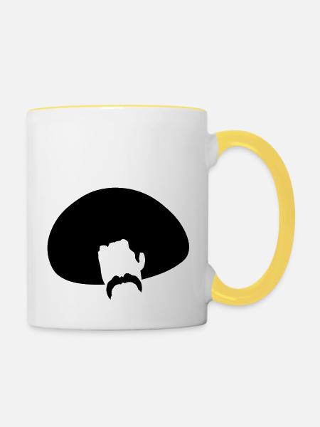 Mexikanischen Hut Schnurrbart mustache5 - Tasse zweifarbig - Weiß/Gelb