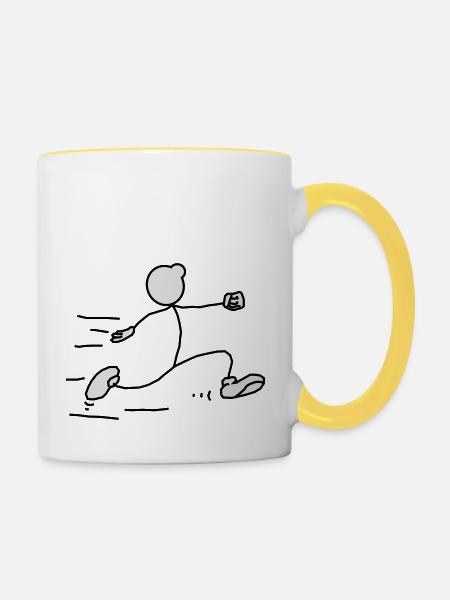 comic_laeufer - Tasse zweifarbig - Weiß/Gelb
