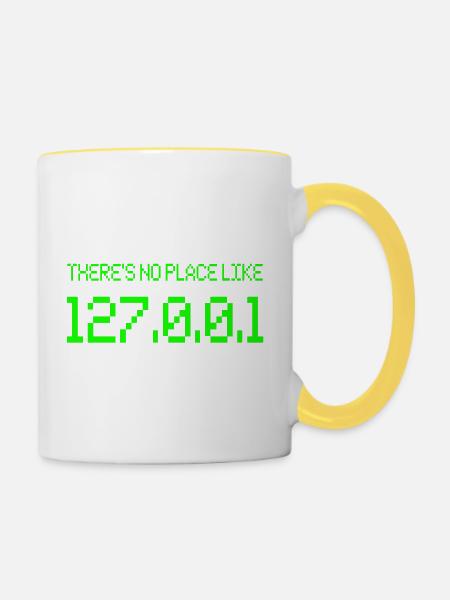 Computer IP Netzwerk Technik - Tasse zweifarbig - Weiß/Gelb