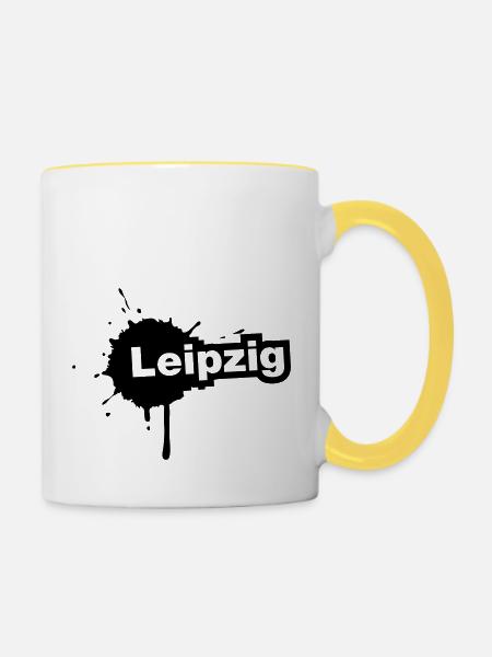 Leipzig Splatter - Tasse zweifarbig - Weiß/Gelb