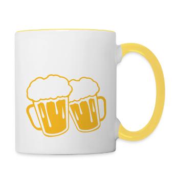 toast 2 friends couple mass glass bavaria deutschl - Contrasting Mug - white/yellow - Right