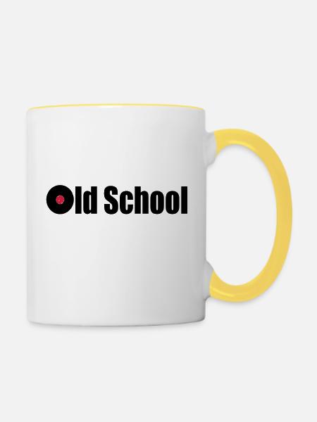 old school - Tasse zweifarbig - Weiß/Gelb