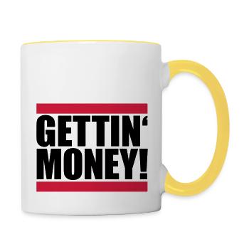 bar dollar gettin argent signe argent riche argent - Mug contrasté - blanc/jaune - Droite