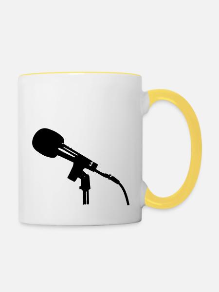 mikrofon - Tasse zweifarbig - Weiß/Gelb