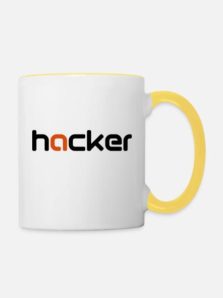hacker - Tasse zweifarbig - Weiß/Gelb