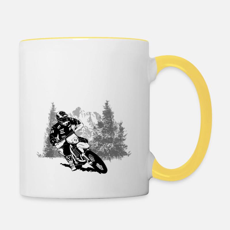 Enduro - Offroad - Terrain de moto - Mug contrasté - blanc/jaune