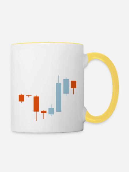 Stocks Chart Trading 2 - Tasse zweifarbig - Weiß/Gelb