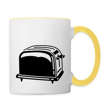 Grille-pain - Toasteur - BBQ - sandwich - pain - - Mug contrasté - blanc/jaune - Droite