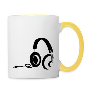 kopfhörer - Tasse zweifarbig - Weiß/Gelb - Rechts
