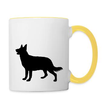 Hund, Dog, Chien, Perro, Cane, Hond - Tasse zweifarbig - Weiß/Gelb - Rechts