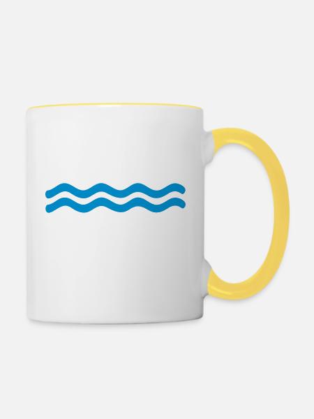 Wellen - Tasse zweifarbig - Weiß/Gelb