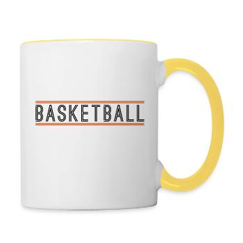 basketball logo treffer tor im netz korb werfen sp - Tasse zweifarbig - Weiß/Gelb - Rechts