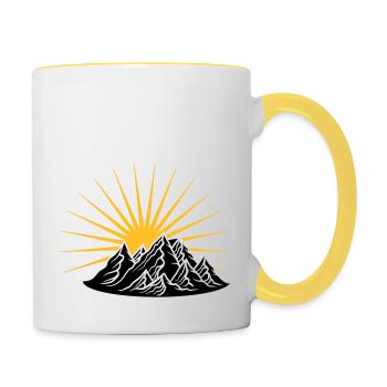 hohe berge gebirge sonne bergsteiger urlaub ferien - Tasse zweifarbig - Weiß/Gelb - Rechts