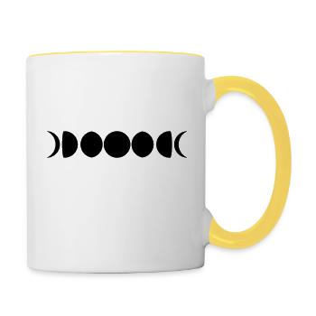 nacht symbol mond phasen halbmond vollmond sichelm - Tasse zweifarbig - Weiß/Gelb - Rechts