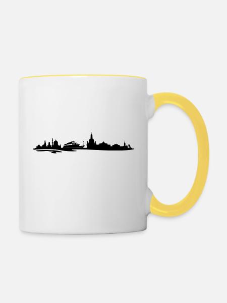 Skyline Dresden - Tasse zweifarbig - Weiß/Gelb