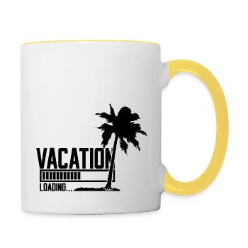 vacances paume mer plage vacances chargement ladebalk - Mug contrasté - blanc/jaune - Droite