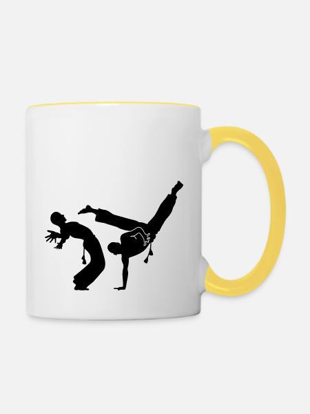 capoeira - Tasse zweifarbig - Weiß/Gelb