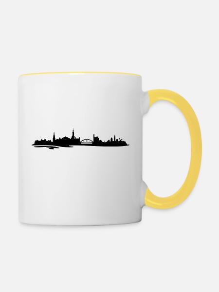 Skyline Amsterdam Wasser - Tasse zweifarbig - Weiß/Gelb