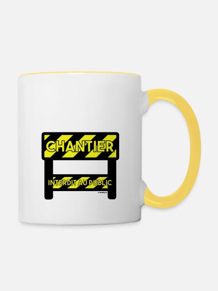 In Arbeit - Tasse zweifarbig - Weiß/Gelb