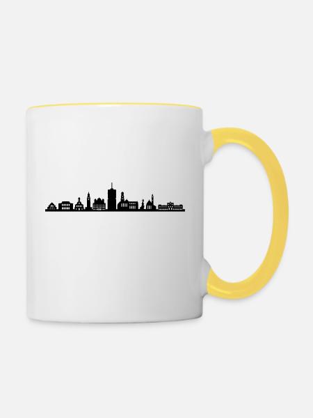 Skyline - Augsburg - Tasse zweifarbig - Weiß/Gelb