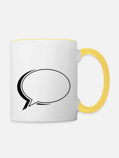 sprechblase oval - Tasse zweifarbig - Weiß/Gelb