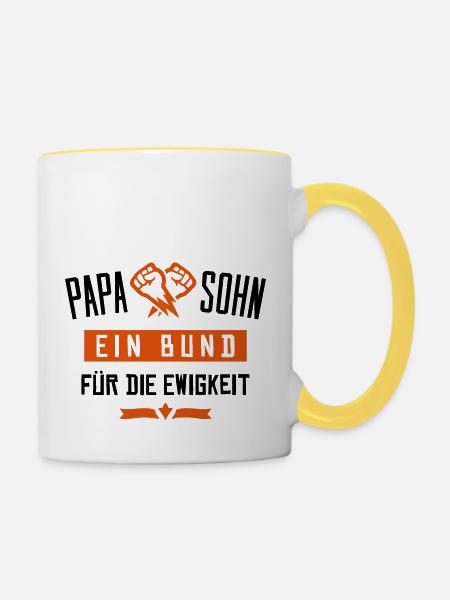 papa sohn bund ewigkeit - Tasse zweifarbig - Weiß/Gelb