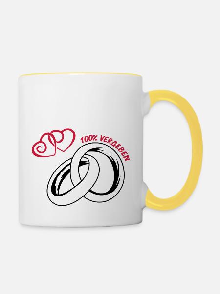 100_vergeben_eheringe_02 - Tasse zweifarbig - Weiß/Gelb