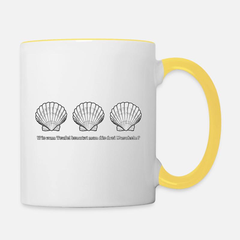 Trois coquillages - Mug contrasté - blanc/jaune