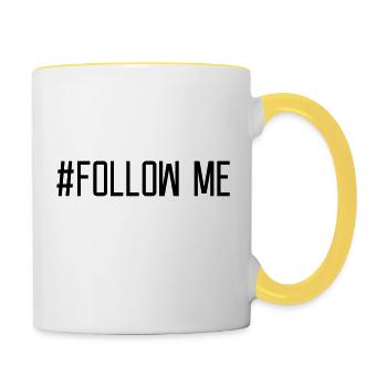 Follow Me Hashtag - Tasse zweifarbig - Weiß/Gelb - Rechts