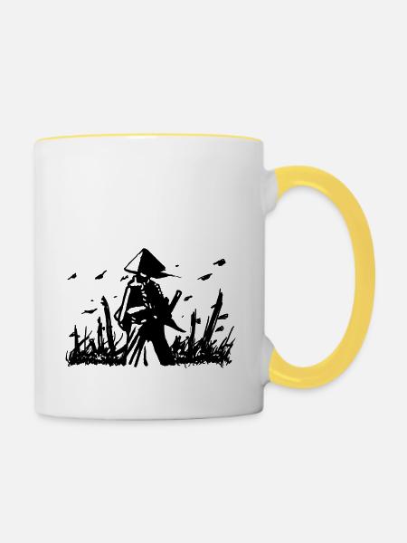 Samurai - Tasse zweifarbig - Weiß/Gelb