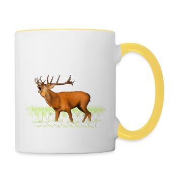 Cerf rugissant - Mug contrasté - blanc/jaune - Droite