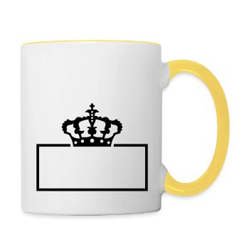 König Krone Schild - Tasse zweifarbig - Weiß/Gelb - Rechts