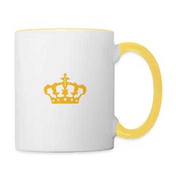 Schild König Krone - Tasse zweifarbig - Weiß/Gelb - Rechts