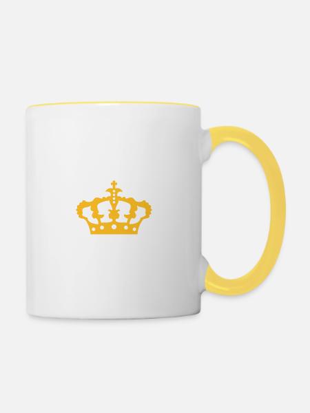 Schild König Krone - Tasse zweifarbig - Weiß/Gelb