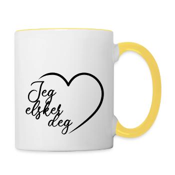 I love you Norwegian Jeg elsker deg - Contrasting Mug - white/yellow - Right