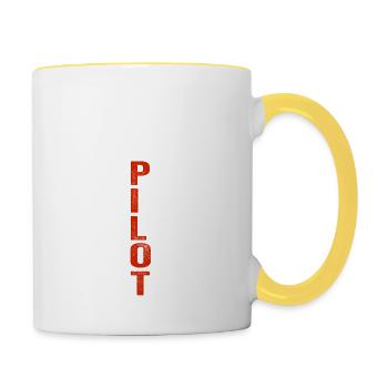 Pilot Alphabet PAPA INDIA ALPHA VICTOR TANGO - Tasse zweifarbig - Weiß/Gelb - Rechts